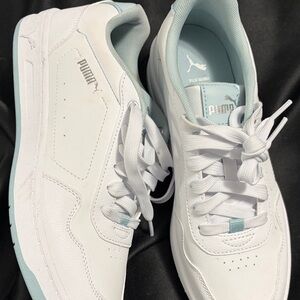 Puma Women's White and Light Blue Sneakers